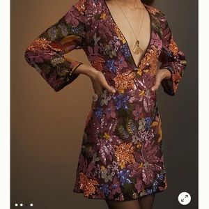 NWT ANTHROPOLOGIE $298 Sequined Embroidered Mini Dress PLUS SIZE 26